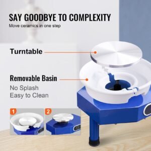 pottery wheel, 10 in ceramic wheel forming machine, 60 300 rpm adjustable speed with foot pedal, abs detachable basin, manual lcd panel, sculpting tool and apron, for home pottery craft diy