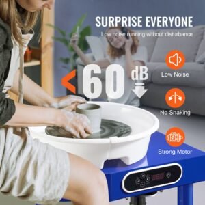 pottery wheel, 10 in ceramic wheel forming machine, 60 300 rpm adjustable speed with foot pedal, abs detachable basin, manual lcd panel, sculpting tool and apron, for home pottery craft diy