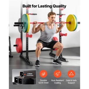 power cage power rack, multifunctional barbell squat rack with adjustable height, home gym strength training workout equipment with j hooks & more fitness attachment for bench press pull up dips