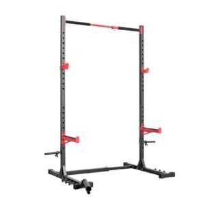 Power Cage Rack, Multifunctional Squat Rack for Home Gym, Width-Adjustable Workout Strength Training Equipment with 6 Band Pegs, Landmine Attachment & Safety Bars for Bench Press Squats Pull-Up