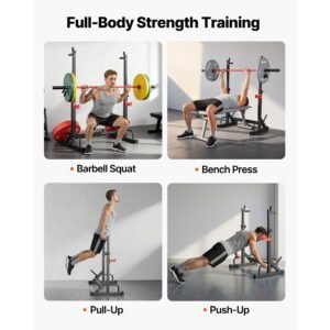 power cage squat rack, home gym power rack with adjustable height & width, 550lbs strength training workout equipment with barbell storage racks & j hooks for bench press, squat, weight lifting