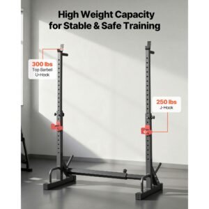 power cage squat rack, home gym power rack with adjustable height & width, 550lbs strength training workout equipment with barbell storage racks & j hooks for bench press, squat, weight lifting