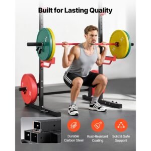power cage squat rack, multifunctional power rack home gym, 1000lbs strength training workout equipment with 4 band pegs, adjustable j hooks & safety bars for barbell squat bench press pull up