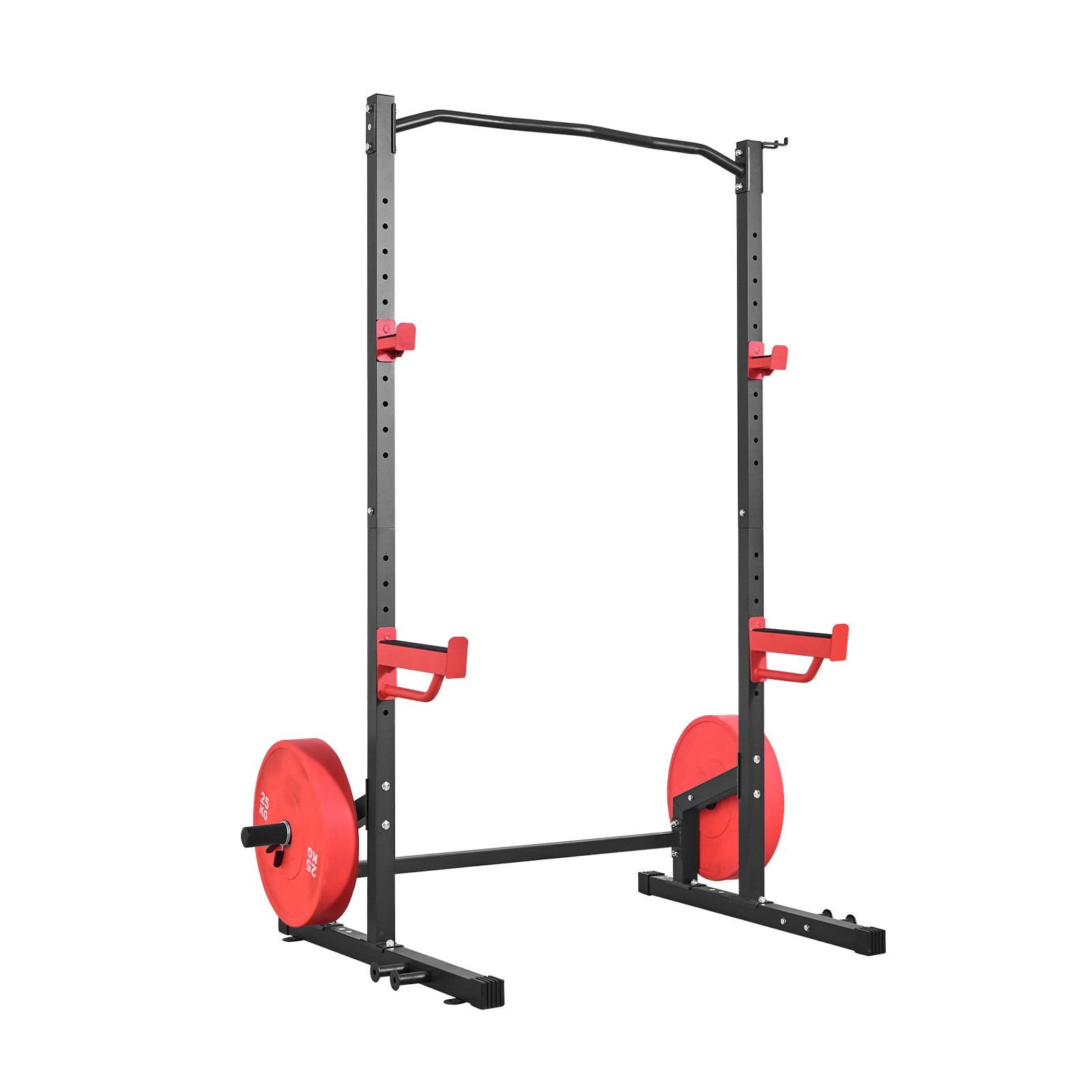 power cage squat rack, multifunctional power rack home gym, 1000lbs strength training workout equipment with 4 band pegs, adjustable j hooks & safety bars for barbell squat bench press pull up