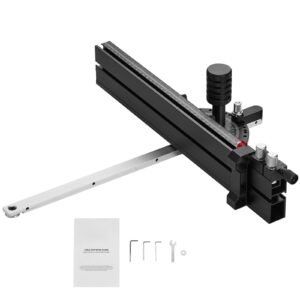 Precision Miter Gauge, Standard Slot 3/4'' x 3/8'', Aluminum Alloy Table Saw Miter Gauge with 18 in Grating 15 Angle Stops Adjustable Spring Loaded Plunger and Removable Disc, for Woodworking