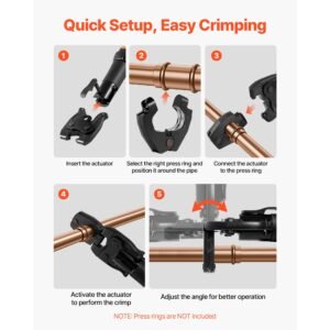 press actuator for compact series press tools, compatible with 1/2", 3/4", 1" & 1 1/4" press rings for propress copper pipes works with 24kn press tools (ring not included)