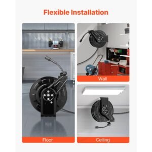 pressure washer hose reel, 60 ft x 1/4 inch retractable power heavy duty steel washer hose reel, 4000psi max, auto rewinding, flexible wall/floor mounted for car washing,garden,floor cleaning
