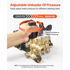 pressure washer pump, 1" shaft horizontal triplex plunger, 3600 psi, 3.7 gpm, replacement power washer pumps kit with siphon tube, hardware, compatible with simpson morflex 40224, 40225, 40226
