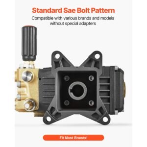 pressure washer pump, 1" shaft horizontal triplex plunger, 3600 psi, 3.7 gpm, replacement power washer pumps kit with siphon tube, hardware, compatible with simpson morflex 40224, 40225, 40226