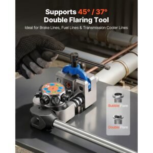 professional brake line flaring tool, 45 & 37 degree double flare bubble flare tool kit for 3/16", 1/4", 5/16", 3/8" copper aluminum thin steel tubes