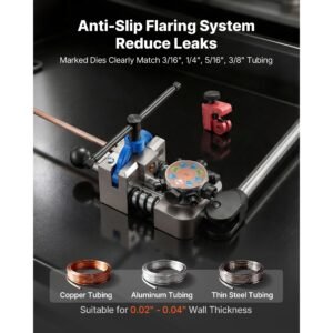 professional brake line flaring tool, 45 & 37 degree double flare bubble flare tool kit for 3/16", 1/4", 5/16", 3/8" copper aluminum thin steel tubes