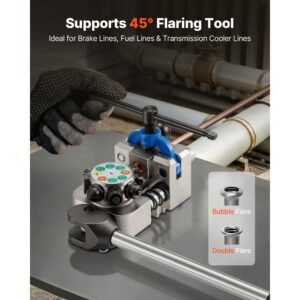 professional brake line flaring tool, 45 degree double flare bubble flare tool kit for 3/16", 1/4", 5/16", 3/8" copper aluminum thin steel tubes