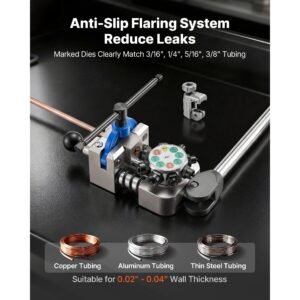 professional brake line flaring tool, 45 degree double flare bubble flare tool kit for 3/16", 1/4", 5/16", 3/8" copper aluminum thin steel tubes