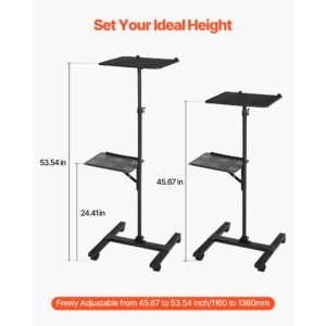 projector stand, 2 shelves laptop floor stand, projector stands table with adjustable height 33.86 to 53.54 inch, i beam frame projectors stands tripod for meetings, outdoor movies, video stand