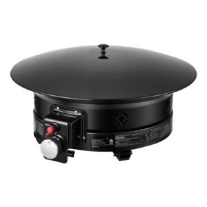 propane fire pit 19 inch, 53,000 btu portable gas fire pit, with grill grate & lava rocks, adjustable flame, folding legs,smokeless outdoor firebowl for camping, patio, backyard, deck, rv, black