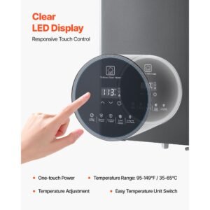propane tankless water heater, 4.3gal indoor 100000 btu instant hot water heater, smart temperature control & clear led display & multiple security protections for whole house, silver gray