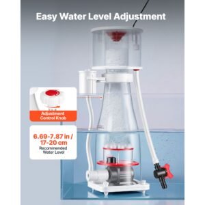 protein skimmer for 106 185 gal saltwater aquariums in sump with pump, protein skimmer with dc pinwheel pump, adjustable control, for 106 185 gal saltwater aquarium & reef tank, in sump use only