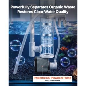 protein skimmer for 20 30 gal saltwater aquarium hang on with dc pump, protein skimmer with dc pinwheel pump, adjustable control, for 20 30 gallon small saltwater aquariums & reef tank fish tank