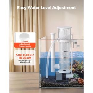 protein skimmer for 30 80 gal saltwater aquarium hang on with dc pump, protein skimmer with dc pinwheel pump, adjustable control, for 30 80 gal medium saltwater aquariums & reef tank fish tank