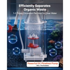 protein skimmer for 53 106 gal saltwater aquariums internal with pump, protein skimmer with dc pinwheel pump, adjustable control, air silencer, for 53 106 gallon saltwater aquariums & reef tank
