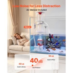 protein skimmer for 53 106 gal saltwater aquariums internal with pump, protein skimmer with dc pinwheel pump, adjustable control, air silencer, for 53 106 gallon saltwater aquariums & reef tank