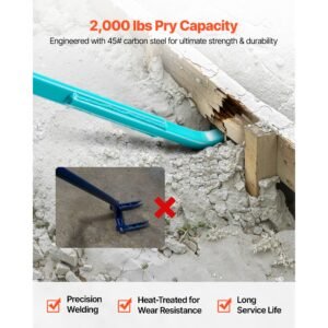 prylever bar, 2000 lbs weight capacity, 52.5 inch heavy duty carbon steel handle pry lever bar, 56 inch long crowbar for concrete, demolition, crowbaring, ideal for construction & industrial use