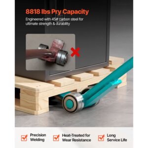 prylever bar, 8818 lbs weight capacity, 56.5 inch carbon steel handle lever dolly, pry lever bar with wheels for large pallets, heavy items, concrete blocks, heavy duty equipment handling