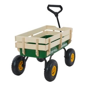 Pull-Along Wagon for Kids, 39 in Toddler Wagons with Foldable Wooden Panel & Handle, Supports up to 551 lbs, 10" All-Terrain Tires, Utility Wagon Cart Birthday Present for Kids Gardening Beach