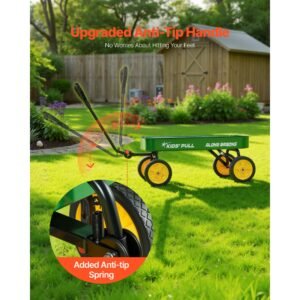 pull along wagon for kids, 39 inch toddler wagons, supports up to 176 lbs, all terrain wagons with handle, utility wagon cart birthday present for kids gardening beach camping, green