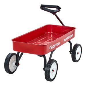 Pull-Along Wagon for Kids, 39 inch Toddler Wagons, Supports up to 176 lbs, All-Terrain Wagons with Handle, Utility Wagon Cart Birthday Present for Kids Gardening Beach Camping, Red