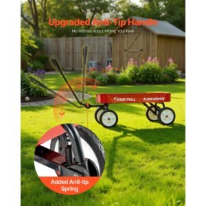 pull along wagon for kids, 39 inch toddler wagons, supports up to 176 lbs, all terrain wagons with handle, utility wagon cart birthday present for kids gardening beach camping, red