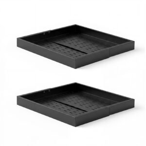 Pull Out Cabinet Organizer, 2 Pack Expandable Width (12.2"-18.9"), 20.47" Deep Pull Out Drawers for Cabinets, Sliding Drawer for Kitchen Pantry Cabinet Organizer with Nano Adhesive Strips, Black