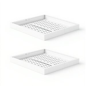 Pull Out Cabinet Organizer, 2 Pack Expandable Width (12.2"-18.9"), 20.47" Deep Pull Out Drawers for Cabinets, Sliding Drawer for Kitchen Pantry Cabinet Organizer with Nano Adhesive Strips, White