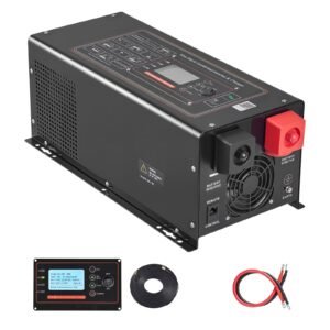 Pure Sine Wave Inverter Charger, 2000W, DC 12V to AC 120V Power Inverter with LCD Display, Remote Control, Low Frequency, GFCI, for RV Camper Home, Compatible with 12V LiFePO4 Lithium Batteries