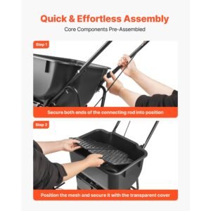 push lawn spreader, 12ft spreading width, broadcast spreader with 80lbs load capacity & 10 in all terrain tires, walk behind garden & lawn broadcast spreaders for seed fertilizer, salt ice melt