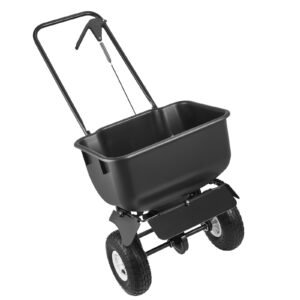 Push Lawn Spreader, 12ft Spreading Width, Broadcast Spreader with 80lbs Load Capacity & 10 in All-Terrain Tires, Walk-Behind Garden & Lawn Broadcast Spreaders for Seed Fertilizer, Salt Ice Melt