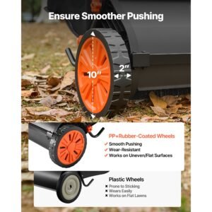push lawn sweeper, 26 in leaf & grass collector with 7 cu. ft. hopper bag, adjustable brush height & spinning brushes, heavy duty yard sweeper with rubber wheels for leaves grass cleanup