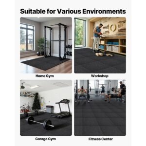 puzzle exercise mat, 12 pcs fitness equipment mats, 24 x 24 x 0.4 in, high density eva foam mats set, interlocking rubber soft tiles, protective floor padding with white dots for home gym office