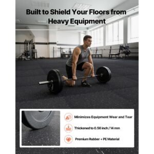 puzzle exercise mat, 12 pcs fitness equipment mats, 24 x 24 x 0.56 in, high density eva foam mat set, interlocking rubber soft tiles, protective floor padding with white dots for home gym office
