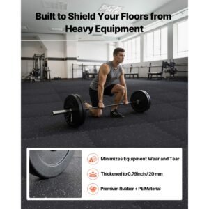 puzzle exercise mat, 12 pcs fitness equipment mats, 24 x 24 x 0.79 in, high density eva foam mats set, interlocking rubber soft tiles, protective floor padding with gray dots for home gym office
