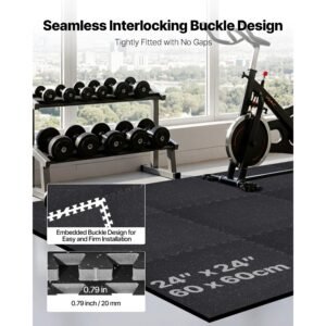 puzzle exercise mat, 12 pcs fitness equipment mats, 24 x 24 x 0.79 in, high density eva foam mats set, interlocking rubber soft tiles, protective floor padding with gray dots for home gym office
