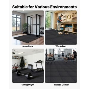 puzzle exercise mat, 24 pcs fitness equipment mats, 24 x 24 x 0.4 in, high density eva foam mats set, interlocking rubber soft tiles, protective floor padding with gray dots for home gym office