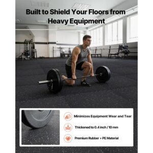 puzzle exercise mat, 24 pcs fitness equipment mats, 24 x 24 x 0.4 in, high density eva foam mats set, interlocking rubber soft tiles, protective floor padding with white dots for home gym office