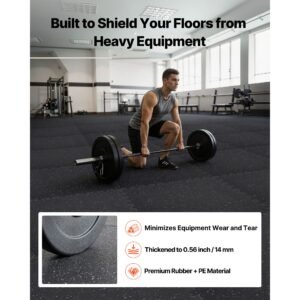 puzzle exercise mat, 24 pcs fitness equipment mats, 24 x 24 x 0.56 in, high density eva foam mats set, interlocking rubber soft tiles, protective floor padding with gray dots for home gym office