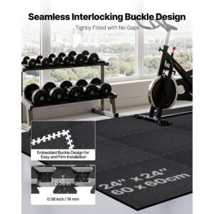 puzzle exercise mat, 24 pcs fitness equipment mats, 24 x 24 x 0.56 in, high density eva foam mats set, interlocking rubber soft tiles, protective floor padding with gray dots for home gym office