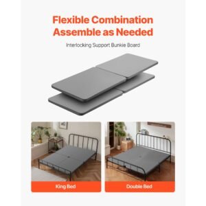 queen size bunkie board, 1.5 in bed board slats with 200d oxford cloth, wooden mattress support for queen size bed, easy assembly support under mattress, 4 piece, gray