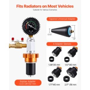 radiator vacuum refill kit, automotives cooling system vacuum & purge fill tool with gauge, portable radiator coolant filling kit with toolbox, universal fit for most cars vans suvs and trucks