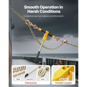 ratchet chain binder, 5/16 in x 12.8 ft g80 chains, 8000 lbs working load of ratchet load binder, chains and binders set, tie down hauling chain binders for hauling, towing, logging (4 sets)