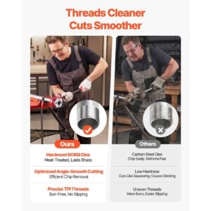 ratchet pipe threader kit with 3 dies, 1/2" bspt, 3/4" bspt, 1" bspt manual ratcheting pipe threading tool, portable pipes threader set with toolbox for plumbing installation & repair
