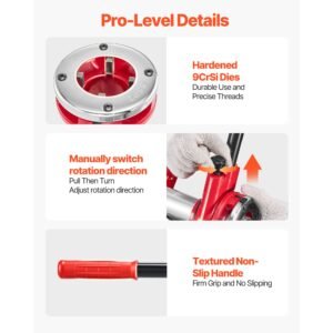 ratchet pipe threader kit with 7 dies, 3/8" bspt to 2" bspt manual ratcheting pipe threading tool, portable pipes threader set with toolbox for plumbing installation & repair